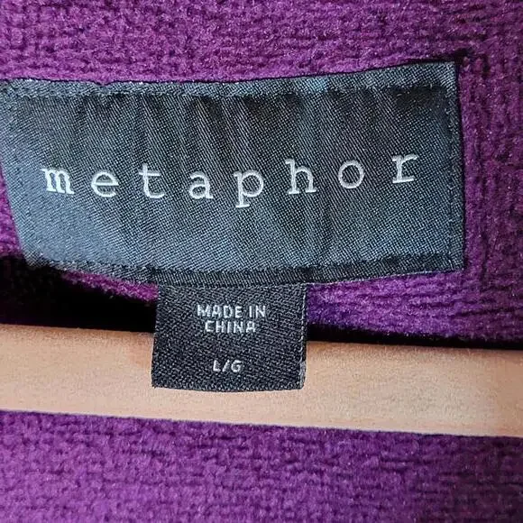 Metaphor Eggplant Purple Fleece Button Front Pockets Jacket Women Size L - Picture 3 of 10